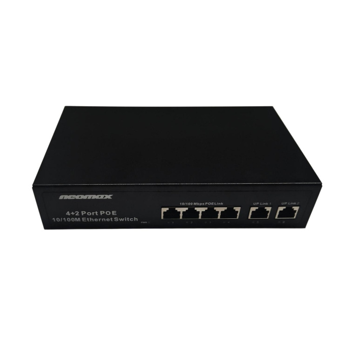 NEOMAX неуправляемый коммутатор NMS-106PoE-100-S, 6 портов 100 Mbps, 4xPoE, металл
