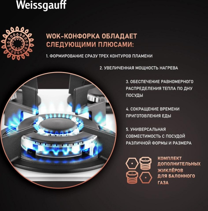 Газовая варочная поверхность Weissgauff HG 451 Wgh белый (433579)