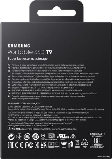 Внешний SSD 4Tb Samsung T9 MU-PG4T0B/WW, USB Type-C, Black