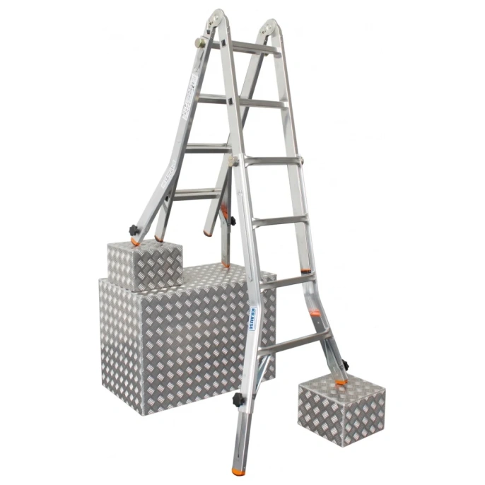 Шарнирная телескопическая лестница с выдвижными боковинами Krause TELEVARIO 4х4 129970