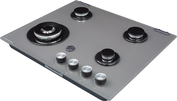 Газовая варочная панель SCHAUB LORENZ SLK GG6018,  4 конфорки,  закаленное стекло,  серый