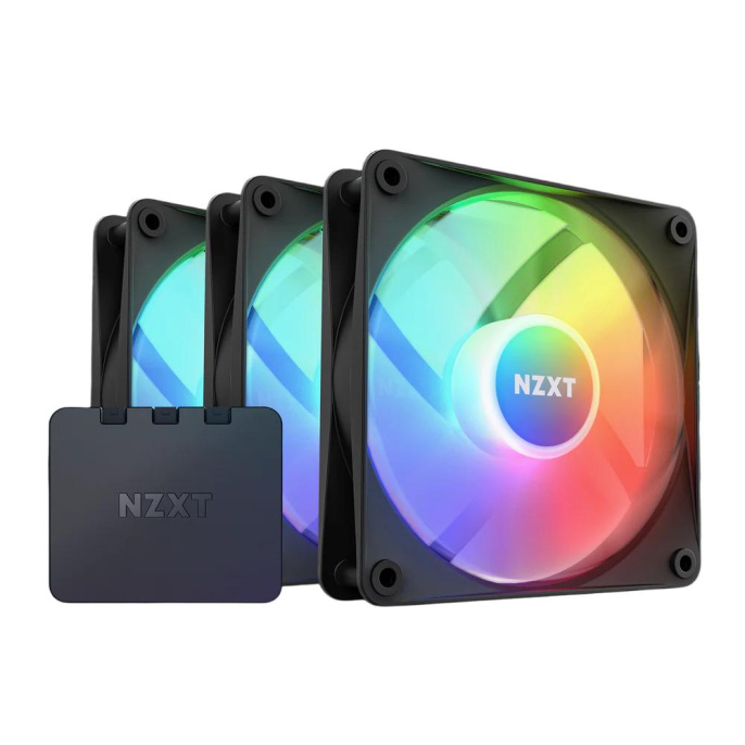 Кулер для корпуса ПК/ Case Cooler NZXT F120 RGB Core Triple Pack 120x120x25mm, 4-pin PWM, RGB, 78.86CFM, 33.88dBA, 1800RPM, Black, 3pcs RF-C12TF-B1