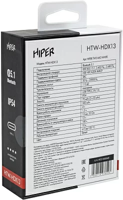 Гарнитура вкладыши Hiper MIG HDX13 белый беспроводные bluetooth в ушной раковине (HTW-HDX13)