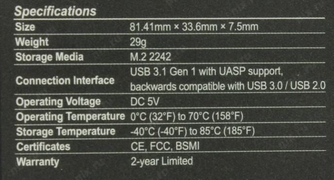 Мобильное шасси Transcend TS-CM42S EXT BOX для внешнего подключения M.2 2242 USB3.1