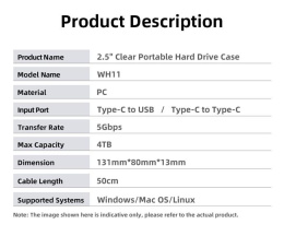 Бокс для накопителей 2.5" Netac WH11 NT07WH11-30CC 2.5 SATA to USB3.0 + USB3.0 C to C cable