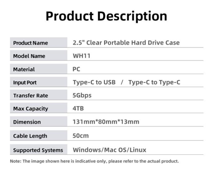 Бокс для накопителей 2.5" Netac WH11 NT07WH11-30CC 2.5 SATA to USB3.0 + USB3.0 C to C cable