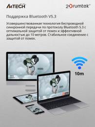 Наушники A4TECH 2Drumtek BH300, Bluetooth, мониторные, черный [bh300 ash grey]