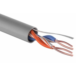Rexant 01-0023 Кабель витая пара U/UTP, CAT 5e, PVC, 2PR, 24AWG, INDOOR, SOLID, серый, 305м