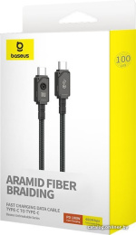 Кабель Baseus P10355800111-00 Unbreakable Series Fast Charging Data Cable Type-C to Type-C 100W 1m Cluster Black быстрая зарядка, передача данных