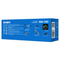 Микрофон Sven MK-740 SV-022532 беспроводной, динамический, ручной, кардиоидная направленность, 100-12000 Гц, 60 дБ, разъем подключения: 6.3 мм, радиус действия: до 25 м, время работы до 12 часов, аккумулятор микрофона: Li-Ion 180mAh, аккумулятор ресиве