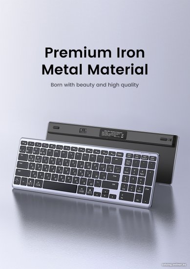 Клавиатура беспроводная UGREEN KU005 15956 2.4GHz Bluetooth5.0 Ultra Slim Wireless Keyboard. Цвет: серебристый