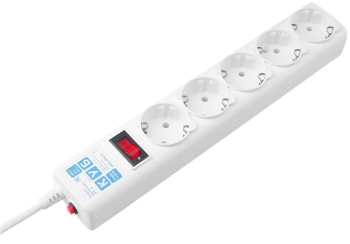 Сетевой фильтр Ф-удлинитель, PC 0,5м 5р, бел. 10А, SPG-B-0,5M-WHITE