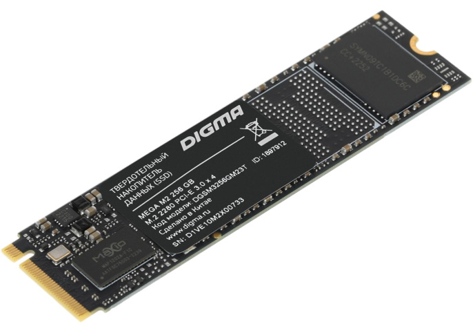 SSD накопитель Digma Mega M2 DGSM3256GM23T 256ГБ, M.2 2280, PCIe 3.0 x4,  NVMe,  M.2,  rtl