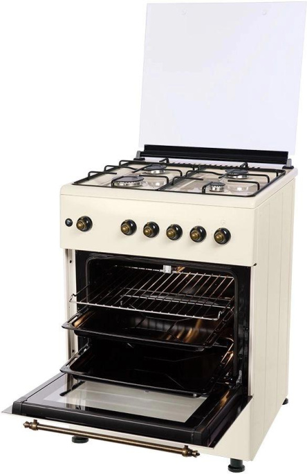 Плита Газовая Nordfrost GG6061Y бежевый металлическая крышка реш.сталь