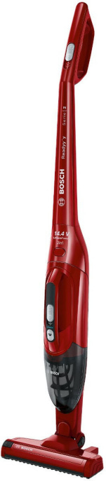 Пылесос Bosch BBHF214R (вертикальный 2 в 1, пылесборник: контейнер, регулировка мощности: на ручке  (2 уровня), фильтр тонкой очистки, турбощётка/электрощётка, Li-ion, время работы от аккумулятора: 40 минут, цвет: красный)