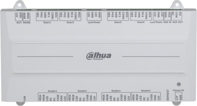 Контроллер Dahua DHI-ASC4204B-S сетевой протокол: IPv4, UDP, P2P, IPv6, TCP, однонаправленный, RS-485: 5 портов, SDK, API, сетевой порт: 1 RJ-45, 10 Мбит/с/100 Мбит/с, самоадаптирующийся, питание