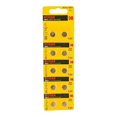 Kodak AG6 (370) LR920, LR69 [KAG6-10] Max Button Cell (100/1000/98000) (10 шт. в уп-ке)