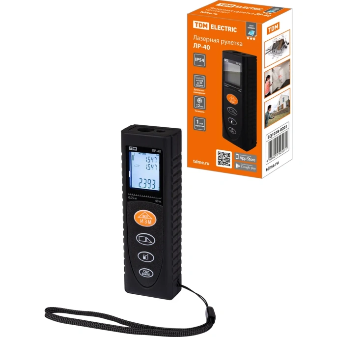 Лазерная рулетка TDM ELECTRIC ЛР-40, дальность 40 м, Алмаз SQ1018-0201
