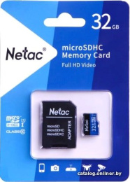 Флеш карта microSDHC 32GB Netac NT02P500STN-032G-R P500 + adapter