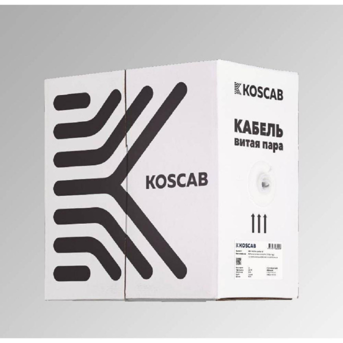 KOSCAB КОС-IN-UTP4-5e-PVC-GY Кабель витая пара U/UTP 5e 4 пары одножильный медь 305м внутренний PVC серый