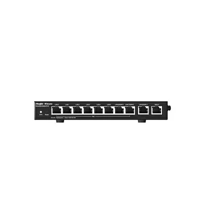 Маршрутизатор Reyee Desktop 10-port full gigabit router, providing one WAN port, six LAN ports, and three LAN/WAN ports; supporting eight PoE/PoE+ interfaces and maximum 110 W PoE power; recommended concurrency of