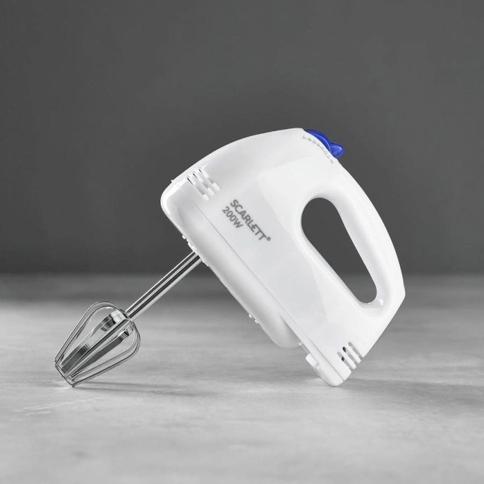 Миксер SCARLETT SC-HM40S03, ручной, белый и синий