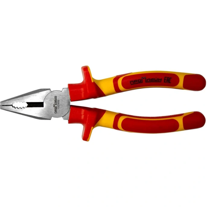 Диэлектрические комбинированные плоскогубцы Промлайн 180мм, Cr-v, до 1000В с двухкомпонентными рукоятками ПЛ0210102180_z022