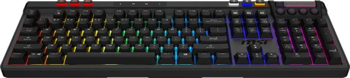 Клавиатура MSI STRIKE Pro W Silent механическая серый/черный USB беспроводная BT/Radio Multimedia for gamer LED (подставка для запястий) (S11-43RU210-CLA) кабель 2м