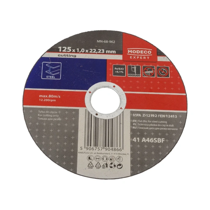 Диск для резки металла 125x1.0x22.23 мм, плоский MODECO MN-68-962