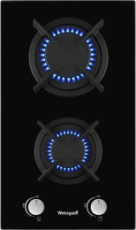 Газовая варочная панель WEISSGAUFF HGG 320 BGR,  2 конфорки,  закаленное стекло,  черный
