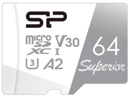 Карта памяти microSDXC UHS-I U3 Silicon Power Superior 64 ГБ, 100 МБ/с, Class 10, SP064GBSTXDA2V20, 1 шт., без адаптера