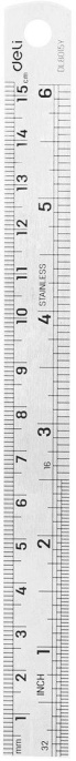 Линейка измерительная Deli DL8015Y,  15см,  из нержавеющей стали