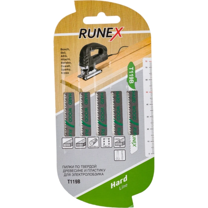 Пилки 75x50 мм, прям распил T119B, 5 шт. Runex 555104