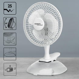Вентилятор настольный Scarlett SC-DF111S01 25Вт скоростей:2 белый