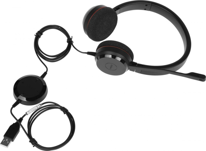 Гарнитура Jabra Evolve 20 UC Duo, для контактных центров, накладные, проводные, черный [4999-829-209]
