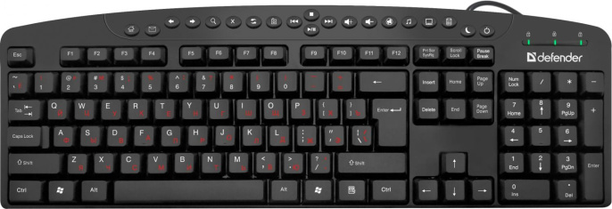 Клавиатура Defender Atlas HB-450, проводная, USB, мембранная, черный [45450]