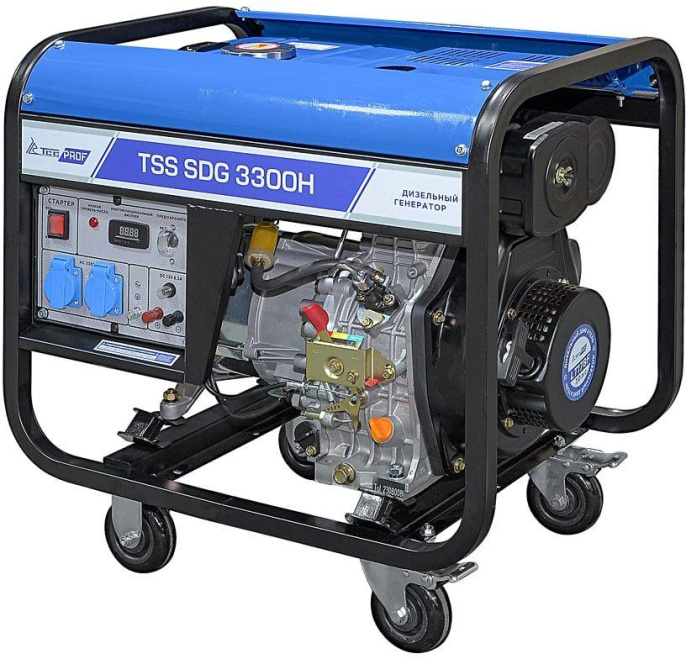 Дизельный генератор ТСС SDG 3300H, 220/12 В, 3.3кВт, на колёсах [100043]