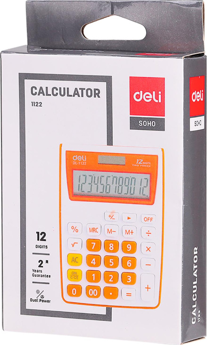 Калькулятор Deli E1122/GREY,  12-разрядный, серый