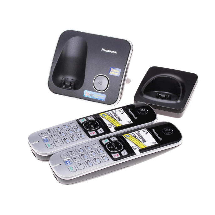 Р/Телефон Dect Panasonic KX-TG6812RU черный труб. в компл.:2шт АОН KX-TG6812RUB