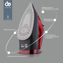 Утюг DOMFY DSC-EI502,  с паровым ударом,  2400Вт,  с автоотключением,  черный и красный