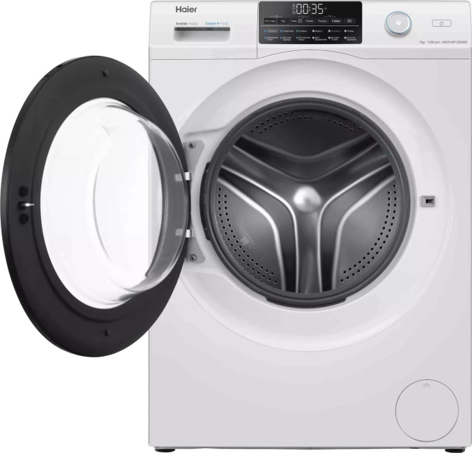 Стиральная машина узкая HAIER HW70-BP12959AE, с фронтальной загрузкой, 7кг, 1200об/мин, с паром, инверторная