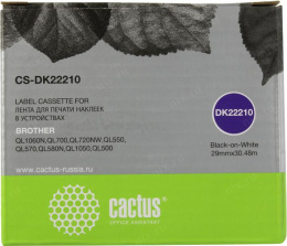 Картридж ленточный Cactus CS-DK22210 DK-22210 черный на белом 29x30.48 для Brother P-touch QL-500, QL-550, QL-700, QL-800