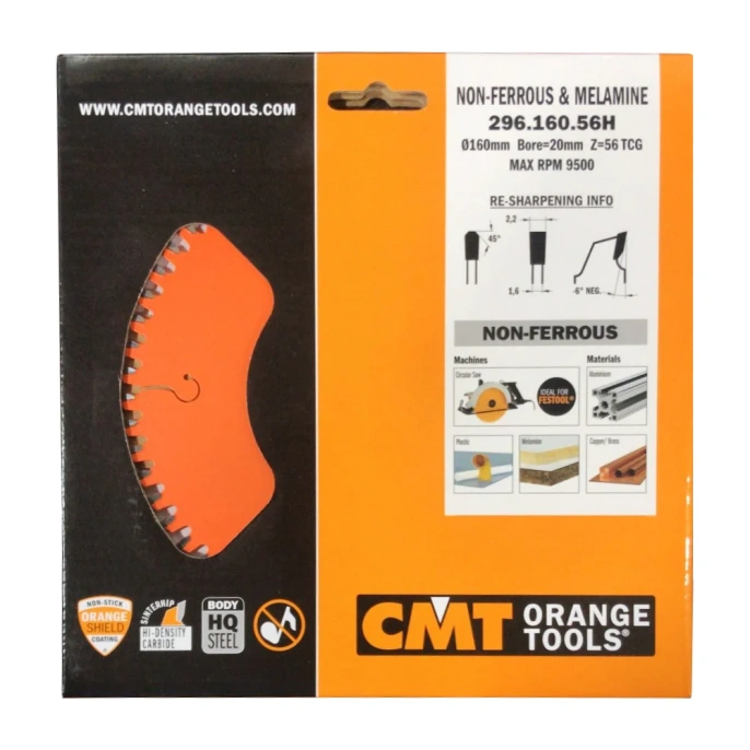 Диск пильный по цветным металлам и пластику (160х20х2,2/1,6 мм; Z56) CMT 296.160.56H