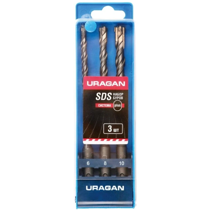 Набор буров 3 шт. по бетону (6-10 мм; SDS-plus) URAGAN 901-25554-H3