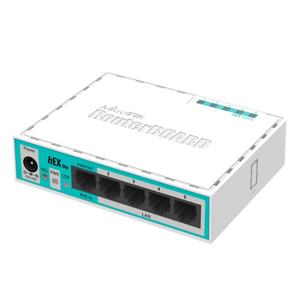 Роутер MIKROTIK hEX lite,  4 LAN,  белый [rb750r2]