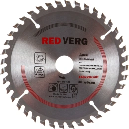 Диск пильный твердосплавный по ламинату (140х20/16/12.7 мм; 40 зубьев) REDVERG 6621248