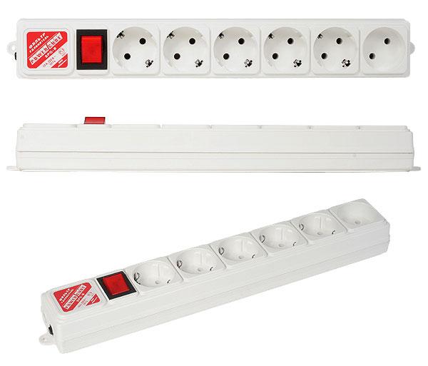 Сетевой фильтр Power Cube 3 метра, 6 розеток 5 с заземлением + 1 без заземления , 10А/2,2кВт, Сечение провода: 3*0.75 мм, цвет белый, 4 года гарантии, Россия, МПТ