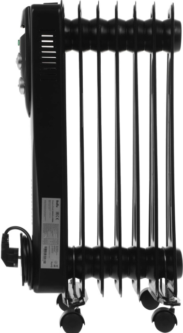 Масляный радиатор Ballu Classic Black BOH/CL-07BRN, с терморегулятором, 1500Вт, 7 секций, 3 режима, черный