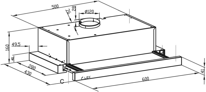 Встраиваемая вытяжка LEX Hide G 600, управление кнопочное, черный [chat000127]