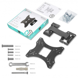 Кронштейн ONKRON/ 17-43" макс. 200*200, 1 колено, наклон -2º+12º, поворот 80º макс от стены 35-205мм, черный